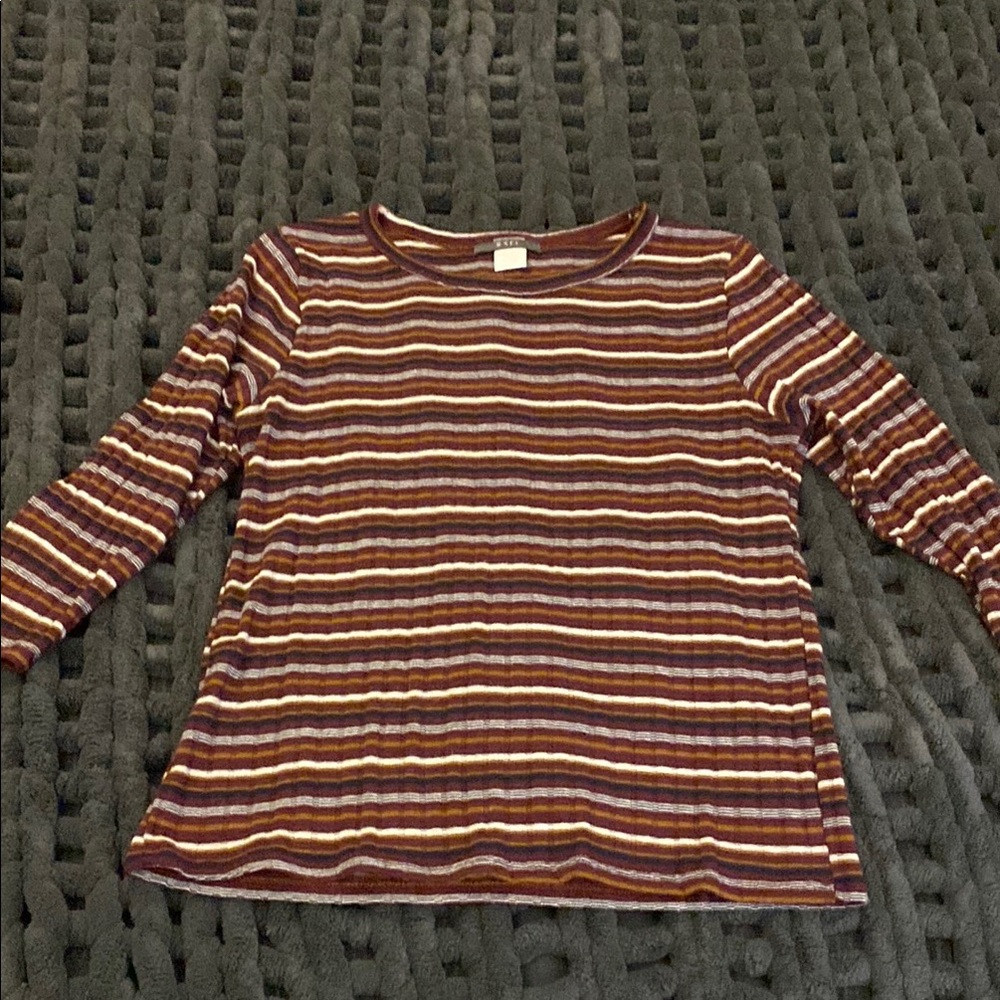 Striped Burgundy Long Sleeve Top
